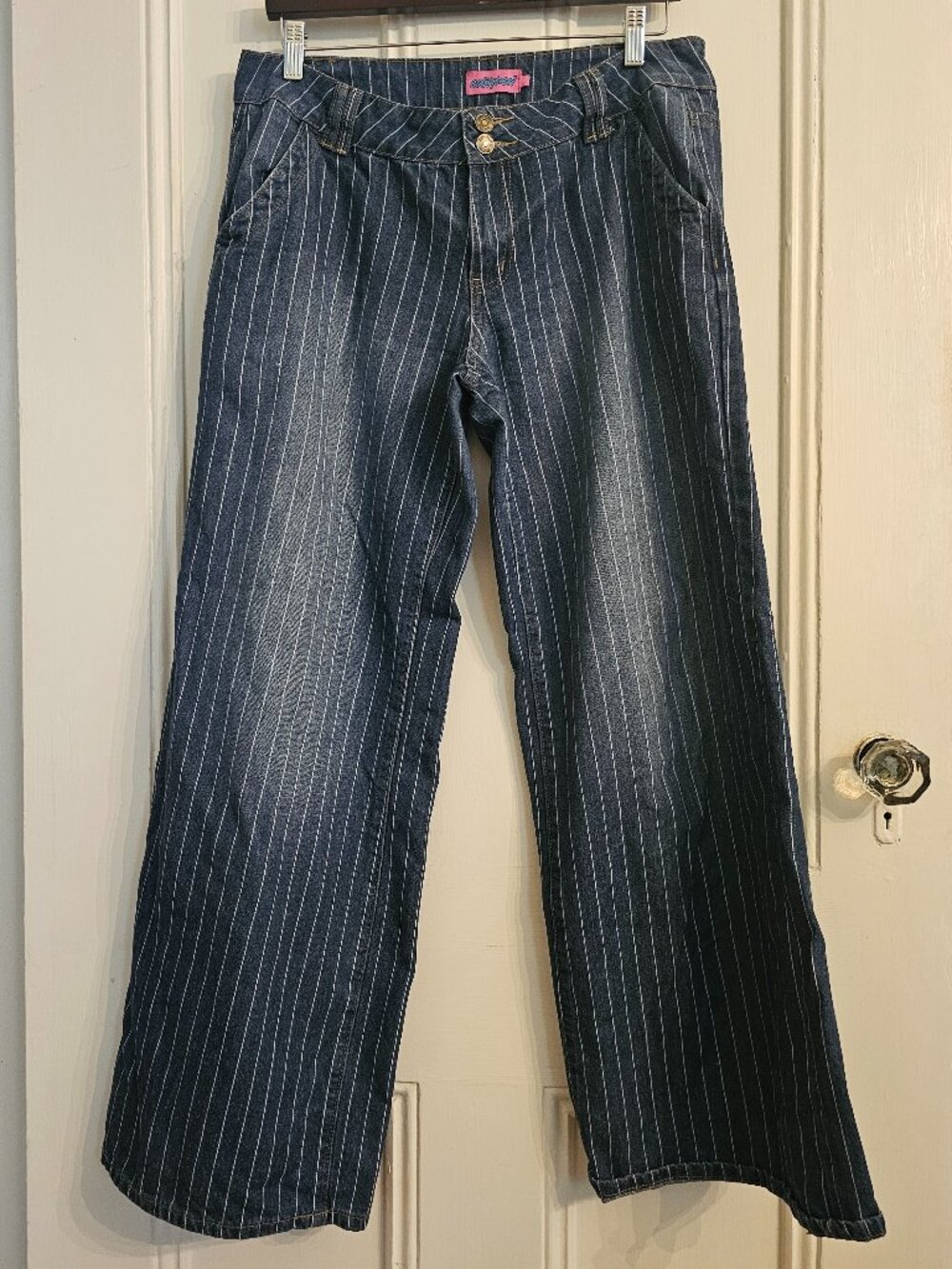 Edikted - Women's Wide Leg Low Rise Pin Striped Jeans - Sz. L